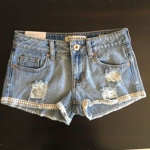 Pacsun low rise crotchet trim denim shorts